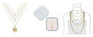 Unwritten 14K Gold Flash-Plated 3-Pieces Imitation Pearl and Genuine Crystal Layered Pendants Set